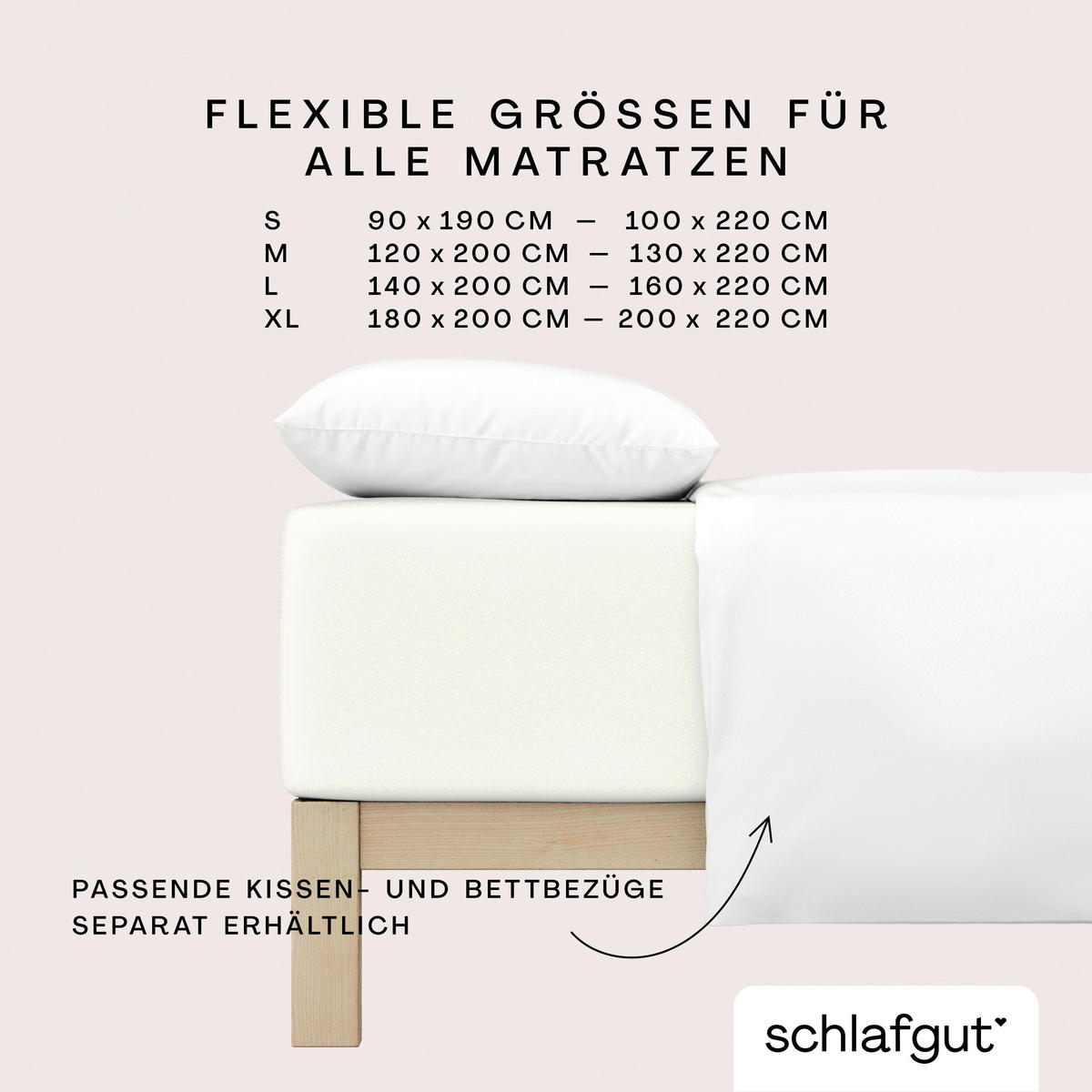 BOXSPRING-SPANNLEINTUCH 90-100/190-220 cm Jersey  - Perlmutt, Basics, Textil (90-100/190-220cm) - Schlafgut