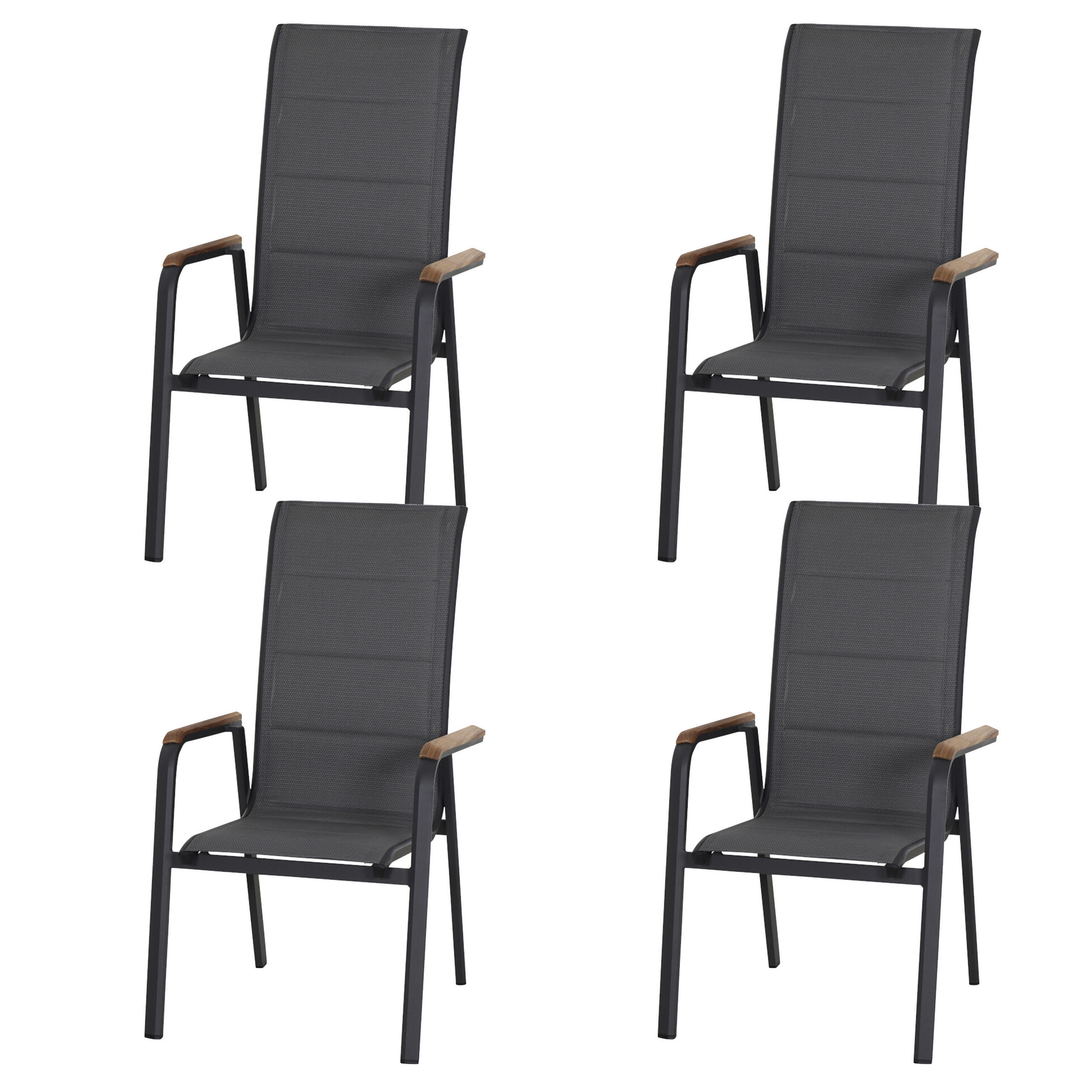 KLAPPSESSEL-SET - Anthrazit, Basics, Holz/Kunststoff (62,5/110/70,5cm) - Siena Garden