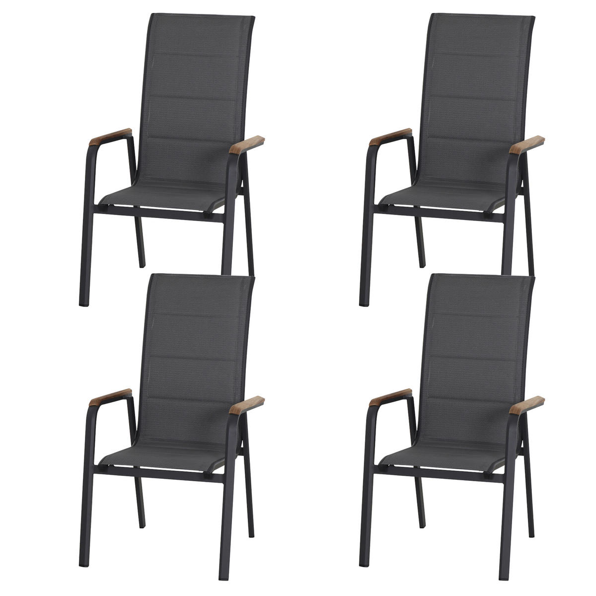 KLAPPSESSEL-SET in Holz, Metall, Kunststoff Anthrazit  - Anthrazit, Basics, Holz/Kunststoff (62,5/110/70,5cm) - Siena Garden