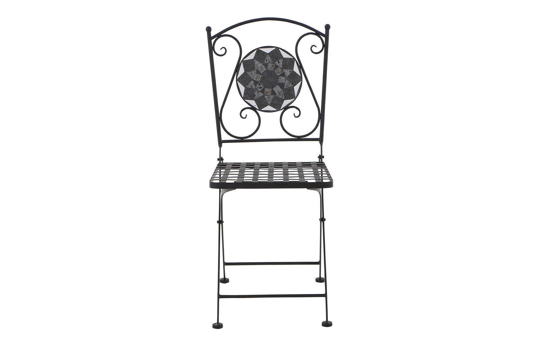 GARTENKLAPPSTUHL in Metall, Keramik Schwarz  - Schwarz, KONVENTIONELL, Keramik/Metall (39/88,5/49,5cm) - Siena Garden