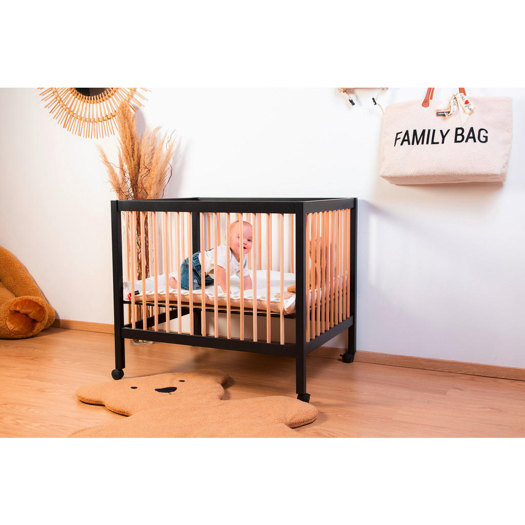 Thumbnail - Childhome Laufgitter Playpen 97 2023, Natur, Schwarz, Holz, Buche, teilmassiv, 78x82x98 cm, EN 71, Made in Europe, höhen...