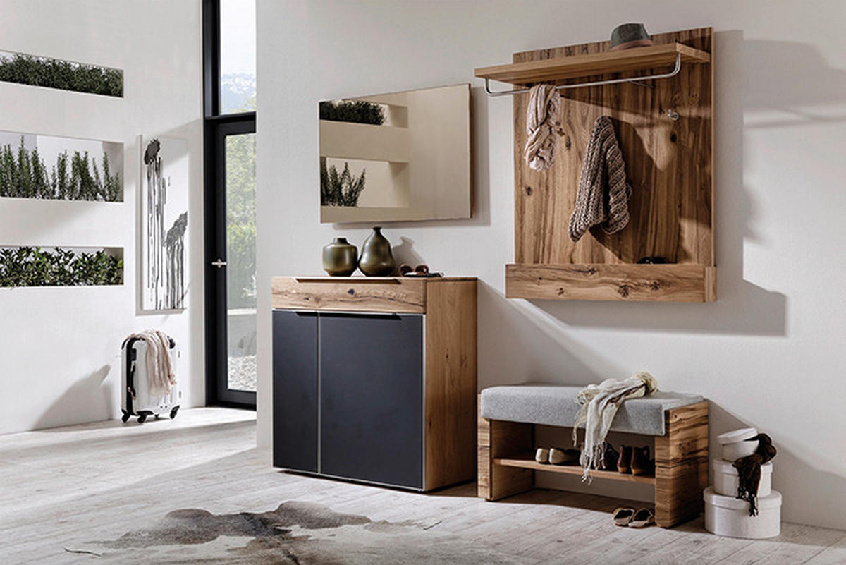 KOMMODE , 96/98/42,5 cm, 1 Schublade(n)  - Alteiche/Anthrazit, Design, Glas/Holz (96/98/42,5cm) - Voglauer