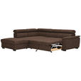 ECKSOFA Dunkelbraun Lederlook  - Dunkelbraun/Schwarz, Design, Kunststoff/Textil (230/263cm) - Hom`in
