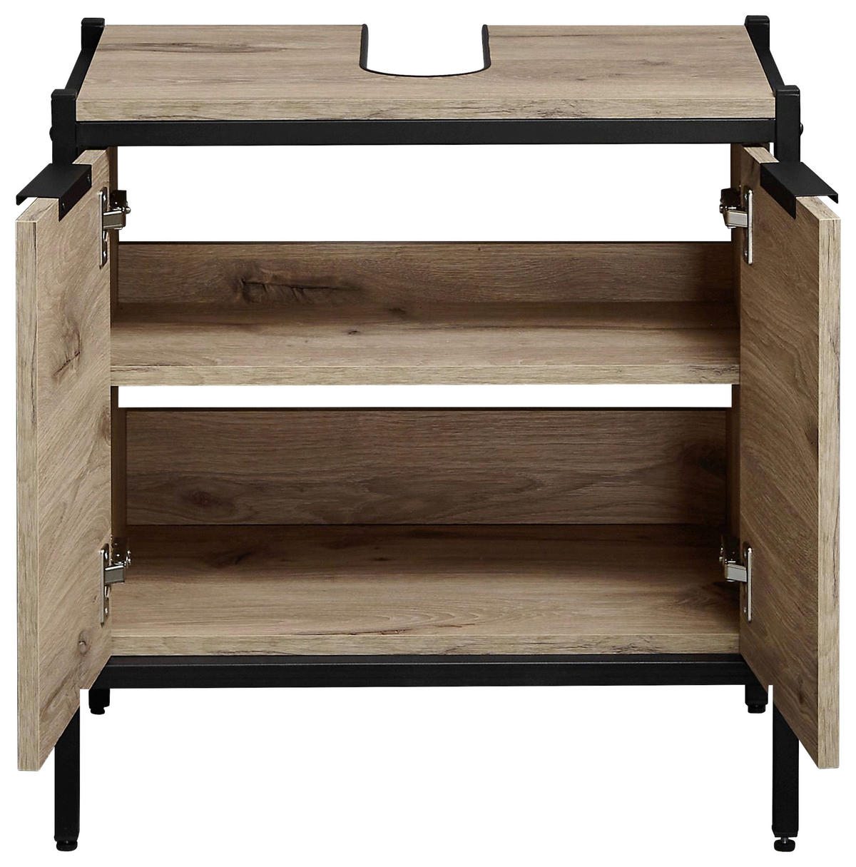WASCHBECKENUNTERSCHRANK 60/60/35 cm  - Eichefarben/Schwarz, KONVENTIONELL, Holzwerkstoff/Kunststoff (60/60/35cm) - home24