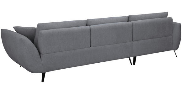 ECKSOFA Dunkelgrau Chenille Armlehnenkissen, Rücken echt, Sitztiefenverstellung  - Dunkelgrau/Schwarz, KONVENTIONELL, Textil/Metall (313/215cm) - Hom`in