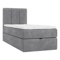BOXBETT 70/200 cm,  in Grau, Matratze, gepolstertes Kopfteil, Bettkasten, Topper, H3 = fest  - Schwarz/Grau, Design, Holzwerkstoff/Kunststoff (70/200cm) - Esposa