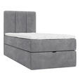 BOXBETT 70/200 cm,  in Grau, Matratze, gepolstertes Kopfteil, Bettkasten, Topper, H3 = fest  - Schwarz/Grau, Design, Holzwerkstoff/Kunststoff (70/200cm) - Esposa