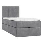 BOXBETT 90/200 cm,  in Grau, Matratze, gepolstertes Kopfteil, Bettkasten, Topper, H3 = fest  - Schwarz/Grau, Design, Holzwerkstoff/Kunststoff (90/200cm) - Esposa
