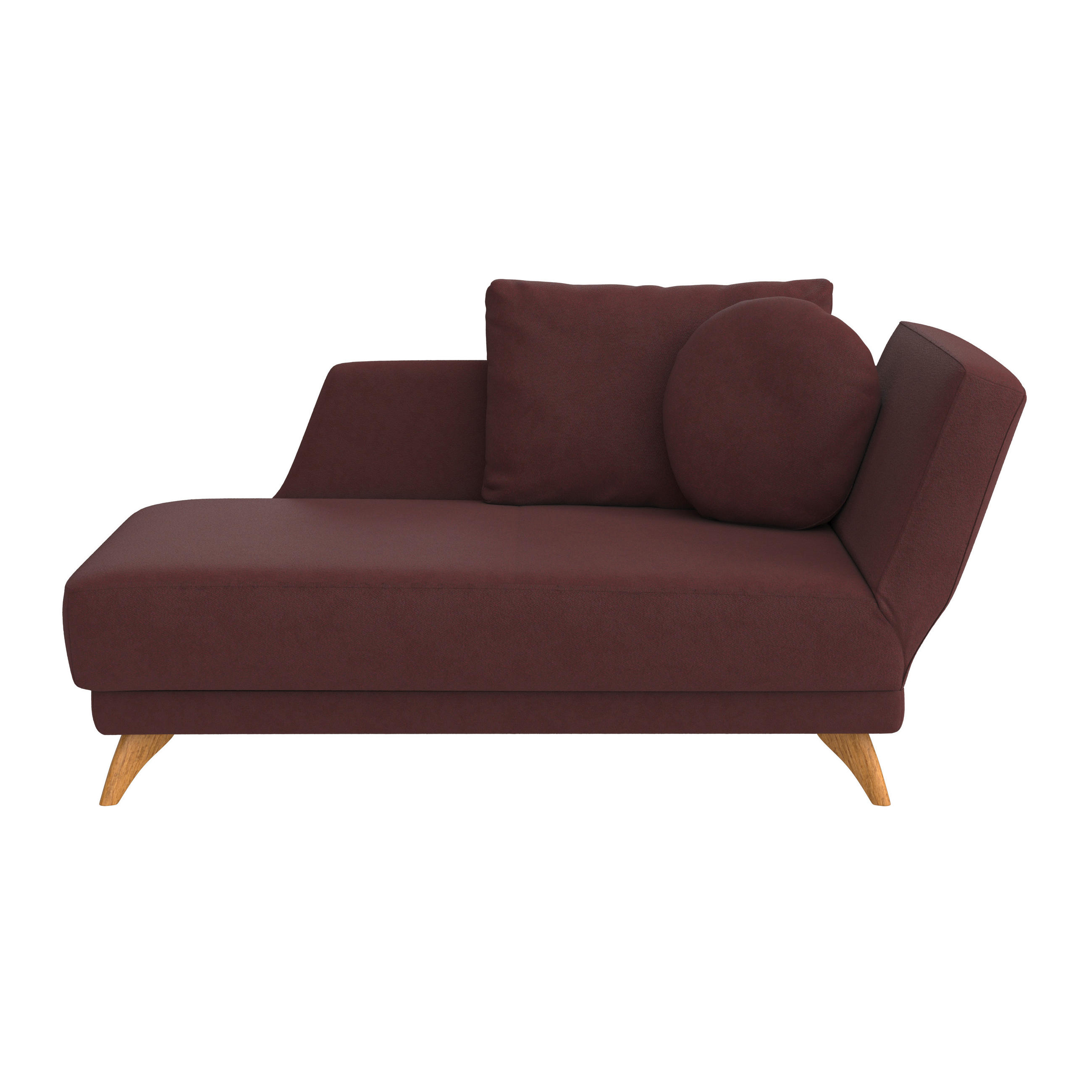 RÉCAMIERE in Flachgewebe Weinrot  - Eichefarben/Weinrot, Modern, Holz/Textil (205/74-87/94cm) - Bali