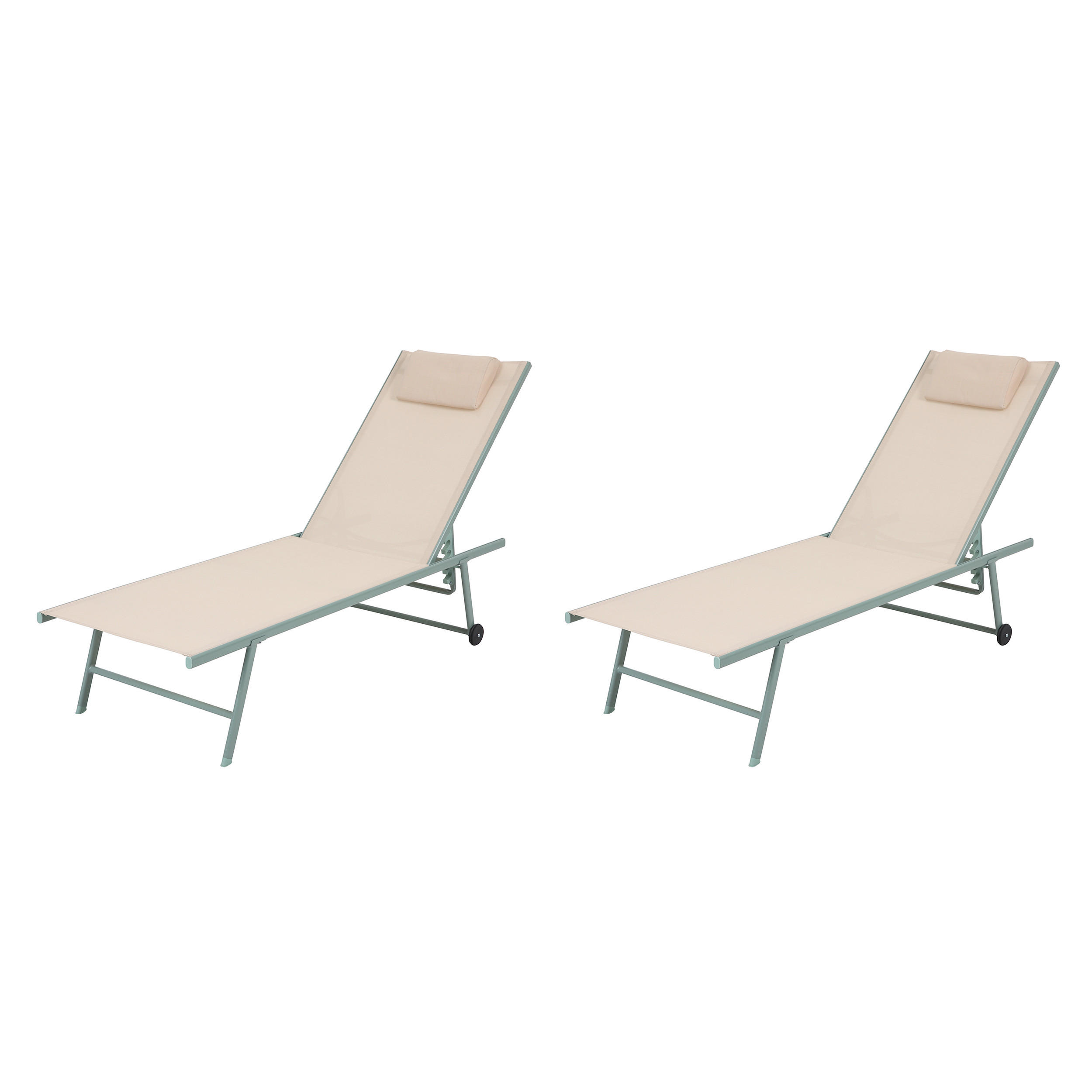 DREIBEINLIEGE 55/97/185 cm  - Beige/Grün, Basics, Textil/Metall (55/97/185cm)