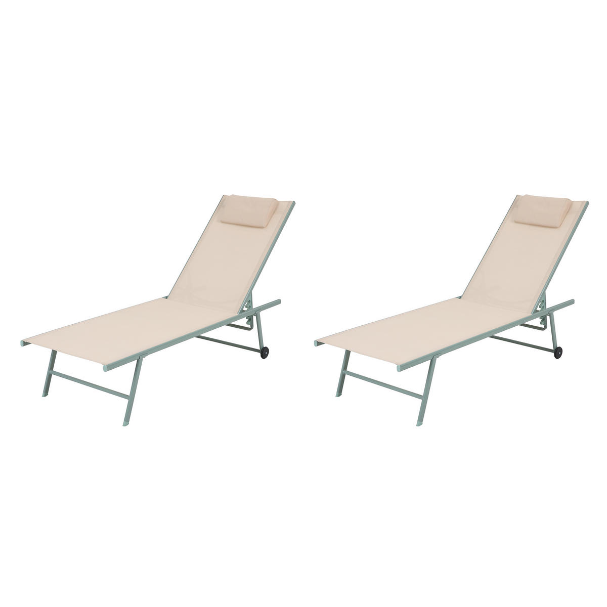 DREIBEINLIEGE 55/97/185 cm  - Beige/Grün, Basics, Textil/Metall (55/97/185cm)
