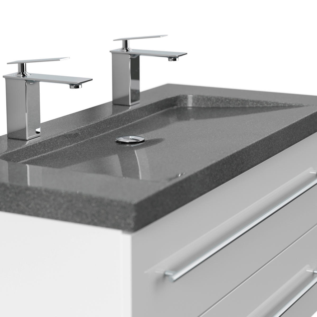 WASCHTISCHKOMBI 100 cm  - Weiß Hochglanz, Basics, Holzwerkstoff/Stein (100cm) - MID.YOU