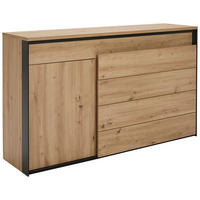 SIDEBOARD  in 154/91/42 cm  - Schwarz/Eiche Artisan, Design, Holzwerkstoff (154/91/42cm) - Hom`in