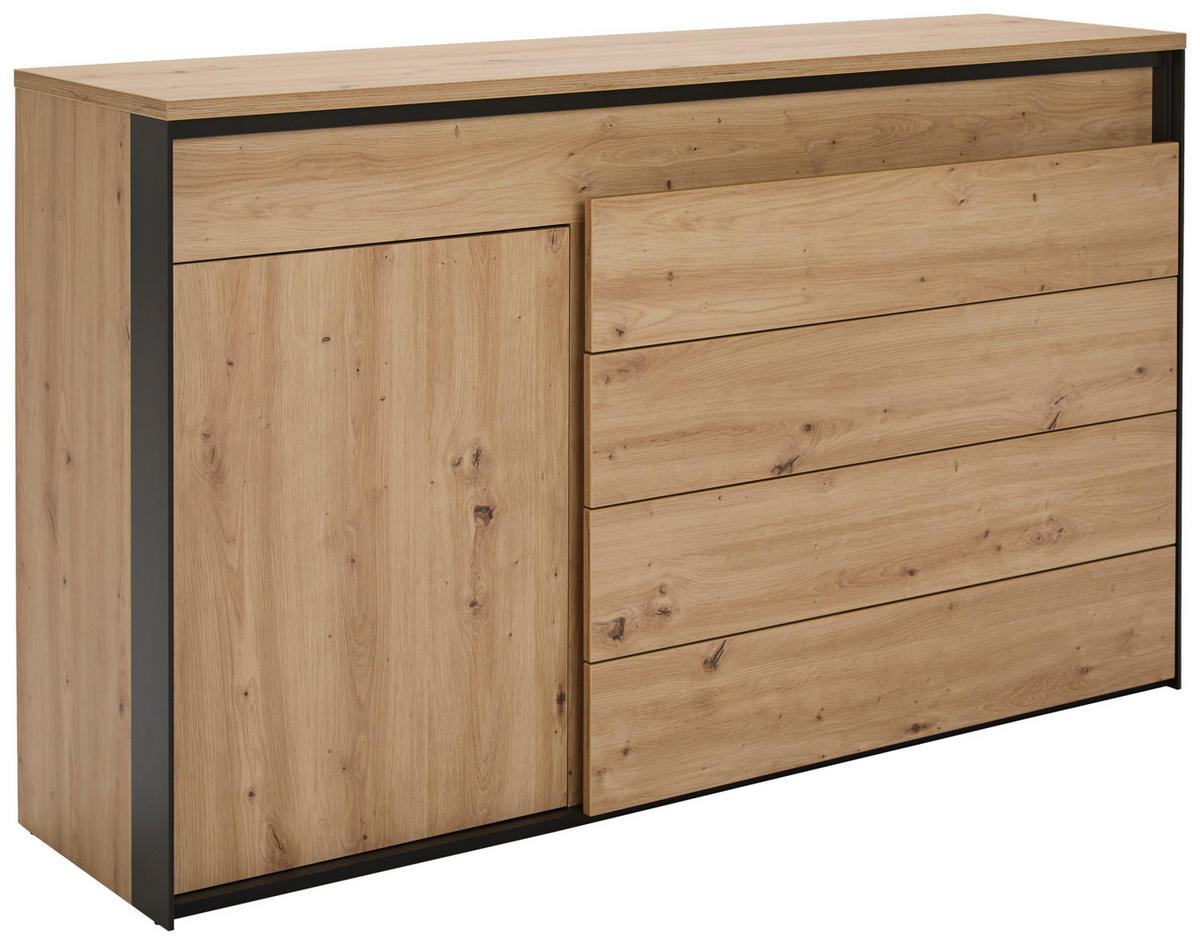 SIDEBOARD  in 154/91/42 cm  - Schwarz/Eiche Artisan, Design, Holzwerkstoff (154/91/42cm) - Hom`in