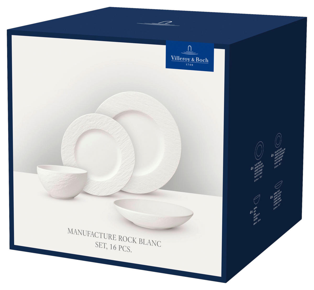 TAFELSERVICE Weiß 16-teilig Manufacture Rock blanc  - Weiß, KONVENTIONELL, Keramik - Villeroy & Boch
