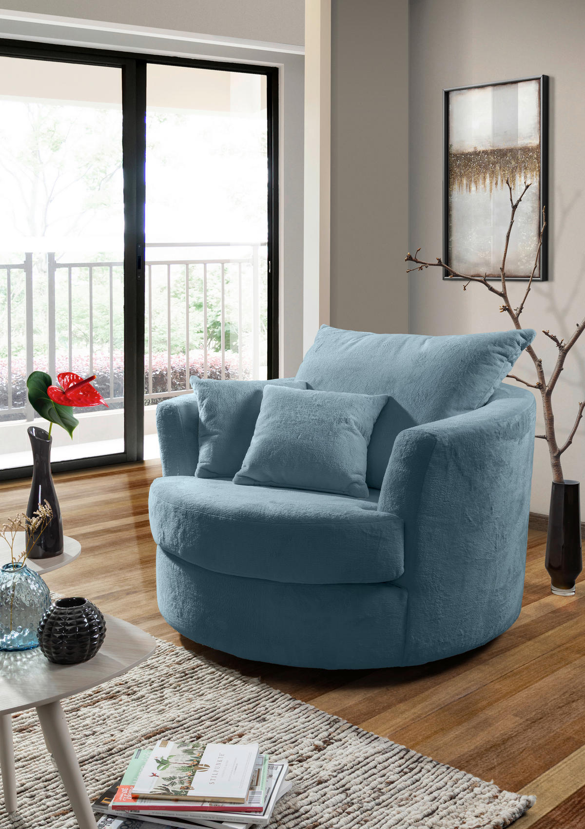 SESSEL in Plüsch Petrol  - Petrol/Schwarz, KONVENTIONELL, Textil/Metall (115/72/115cm) - Carryhome