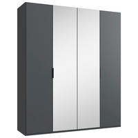 GARDEROB MED VIKDÖRRAR 200/236/58 cm 2-dörrar - grafitfärgad/svart, Design, trämaterial/glas (200/236/58cm) - Boxxx