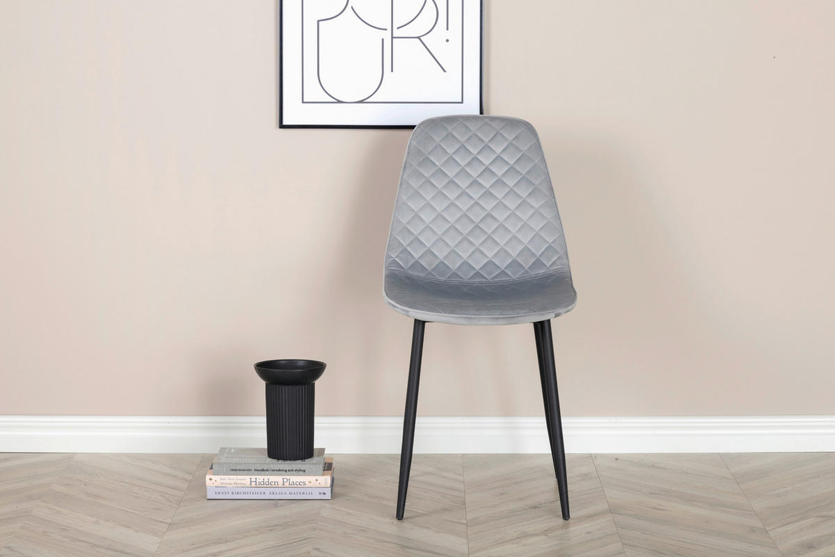 STOLSET 2 styck stål sammet  - grå/svart, Design, metall/textil (44/86/52cm) - Livetastic