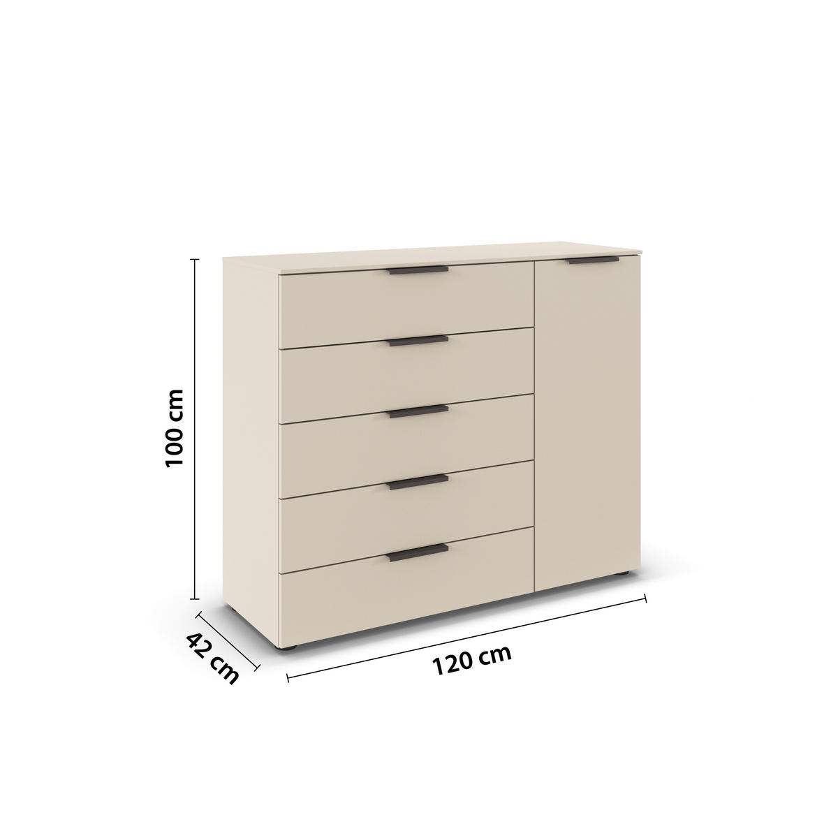 BYRÅ 120/100/42 cm  - champagne/grafitfärgad, Modern, metall/trämaterial (120/100/42cm) - Rauch Möbel