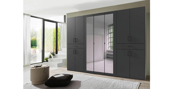 DREHTÜRENSCHRANK in Graphitfarben - Schwarz/Graphitfarben, KONVENTIONELL, Glas/Holzwerkstoff (313/208/58cm) - Carryhome