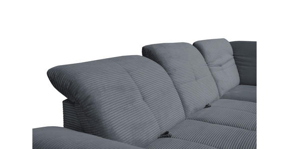 ECKSOFA in Cord Grau  - Schwarz/Grau, Design, Textil/Metall (313/242cm) - Xora