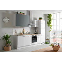 KÜCHENBLOCK 280 cm   Eichefarben, Hellgrau, Dunkelgrün  - Dunkelgrün/Eichefarben, Basics, Holzwerkstoff/Metall (280cm) - Impuls