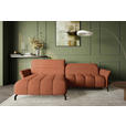 ECKSOFA Rostfarben Flachgewebe Rücken echt, Kopfteilverstellung, Sitztiefenverstellung  - Rostfarben/Schwarz, KONVENTIONELL, Textil/Metall (175/272cm) - Carryhome