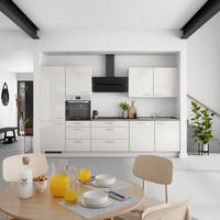 KÜCHENBLOCK Flash 330 cm  in Schieferfarben, Hellgrau  - Schieferfarben/Edelstahlfarben, MODERN, Holzwerkstoff/Metall (330cm) - Nobilia