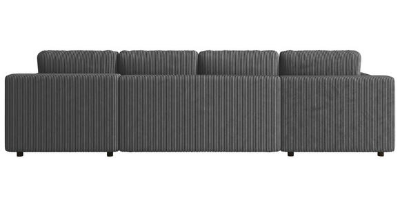 Wohnlandschaft inkl. Funktion Dunkelgrau Cord  - Dunkelgrau/Schwarz, KONVENTIONELL, Textil (200/360/200cm) - Xora