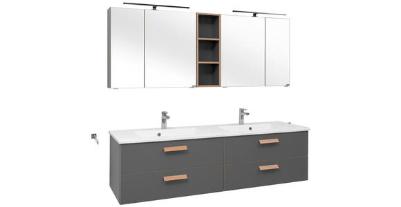 BADEZIMMER  in 185 cm  - Eichefarben/Eiche Artisan, KONVENTIONELL, Glas/Holz (185cm) - Dieter Knoll