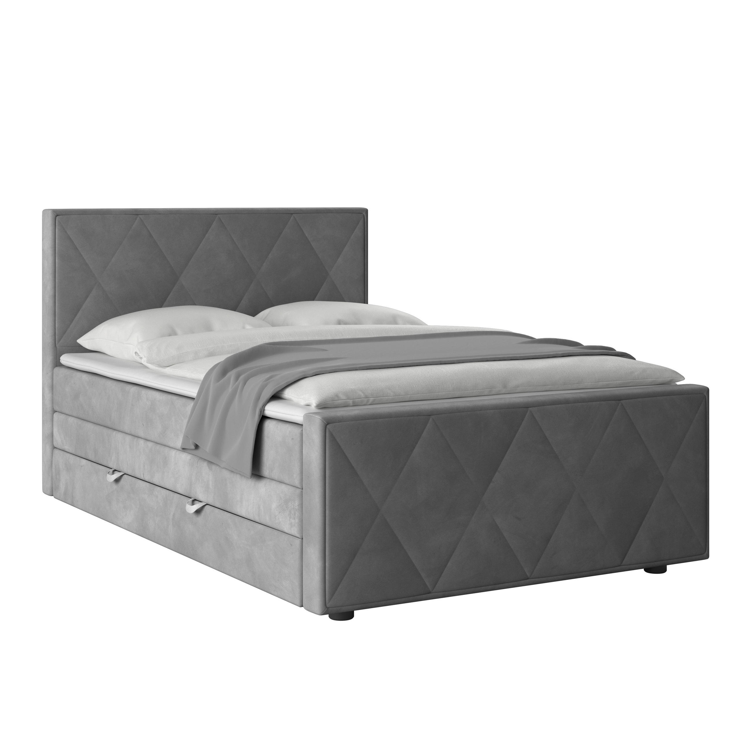 BOXSPRINGBETT 140/200 cm  in Hellgrau  - Hellgrau, MODERN, Holz/Kunststoff (140/200cm) - MID.YOU