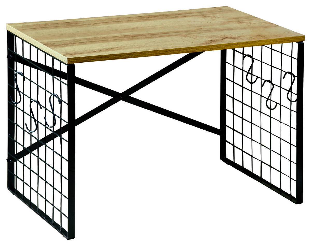 KÜCHENREGAL  in Eichefarben, Schwarz  - Eichefarben/Schwarz, Basics, Holzwerkstoff/Metall (52/32,5/36.5cm) - Kesper