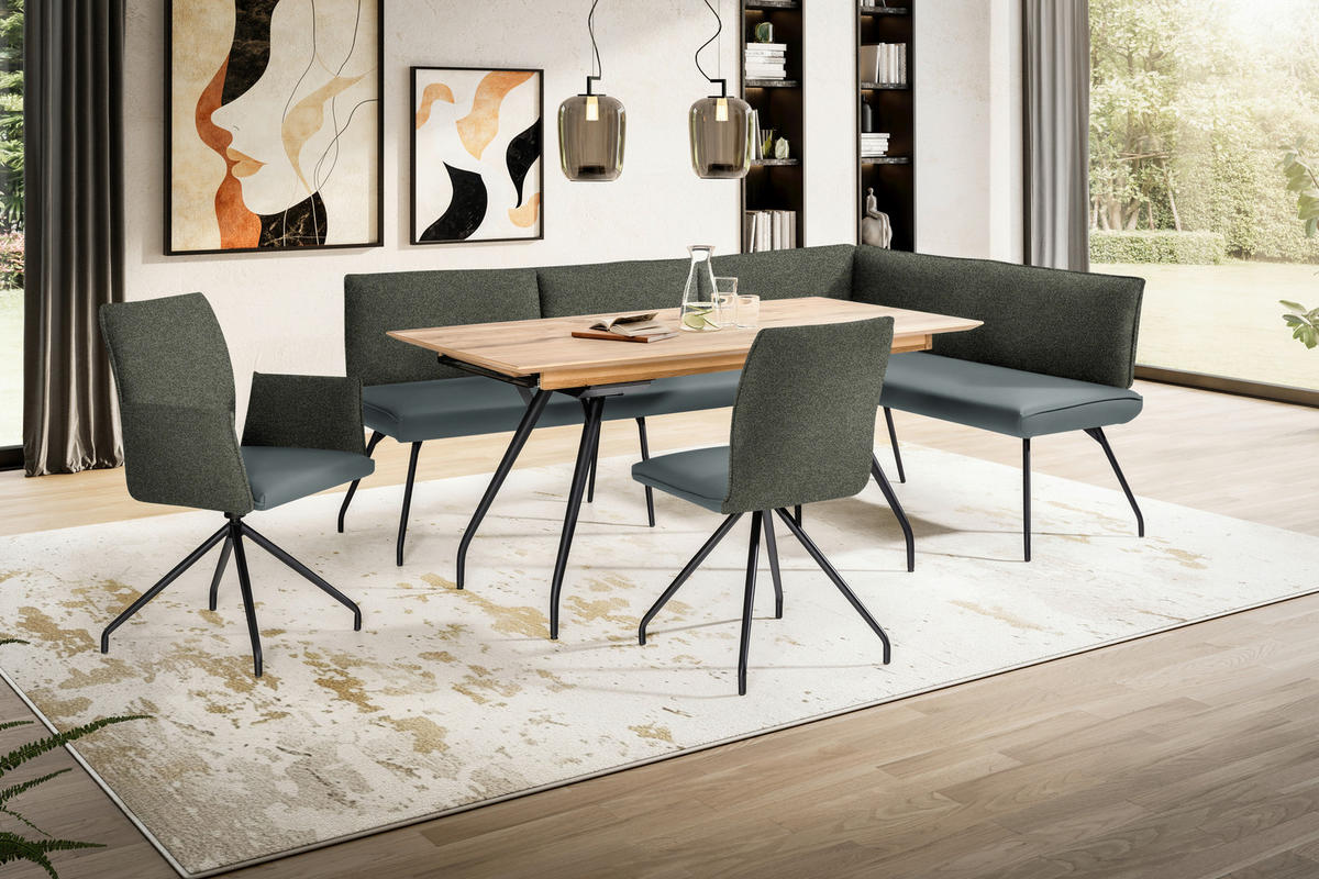 ECKBANK 225/165 cm  in Grau  - Schwarz/Grau, Design, Textil/Metall (225/165cm) - Moderano