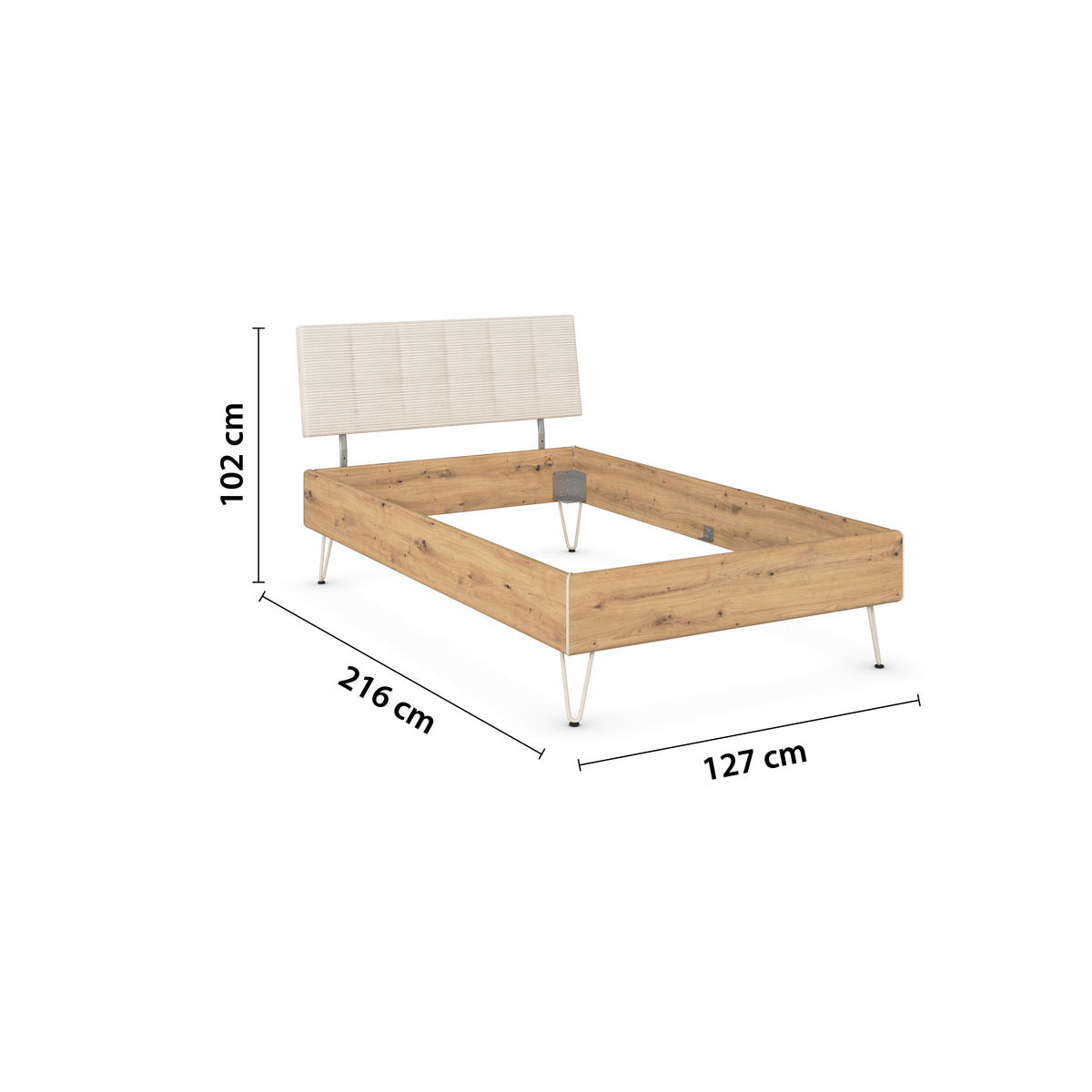 BETT 120/200 cm  in Eiche Artisan  - Champagner/Eiche Artisan, Design, Textil/Metall (120/200cm) - Carryhome