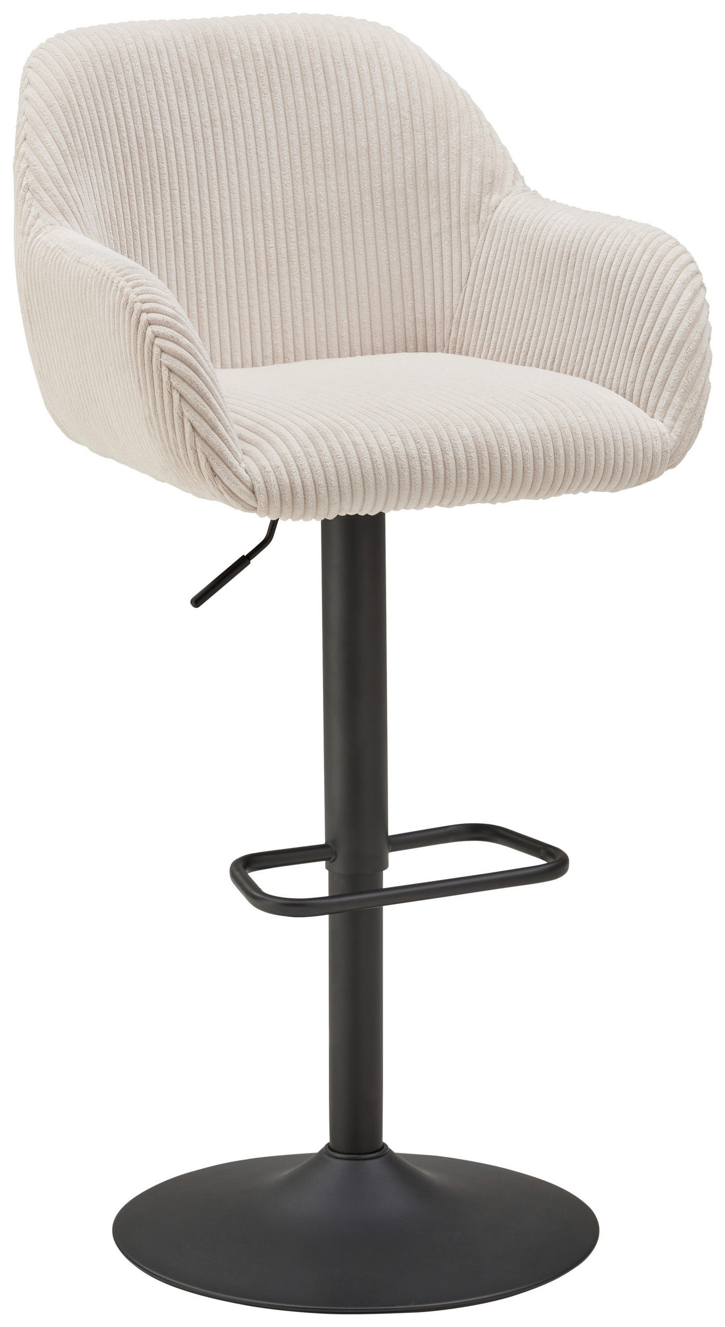 BARHOCKER Cord Schwarz, Beige Eisen inklusive Armlehnen  - Beige/Schwarz, LIFESTYLE, Textil/Metall (44/95-117/55cm) - Livetastic