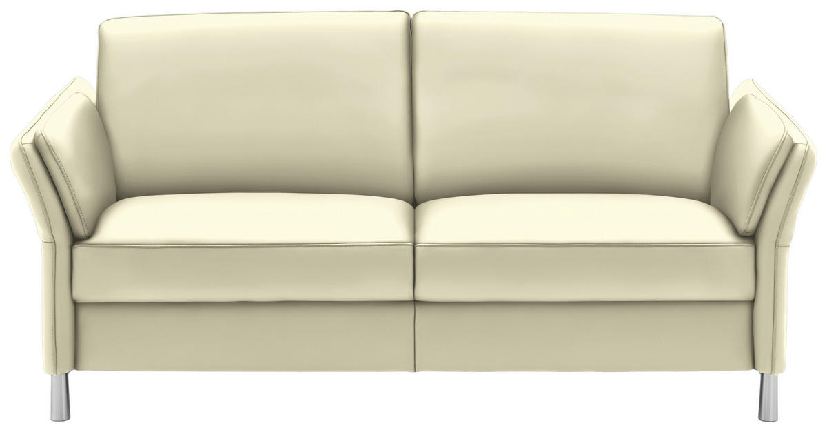 2,5-SITZER in Echtleder Weiss  - Weiss/Alufarben, Design, Leder/Metall (164cm) - Dieter Knoll
