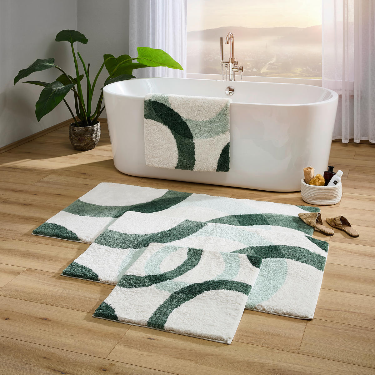 BADEMATTE Grün 60/100 cm  - Grün, Basics, Kunststoff/Textil (60/100cm) - Esposa