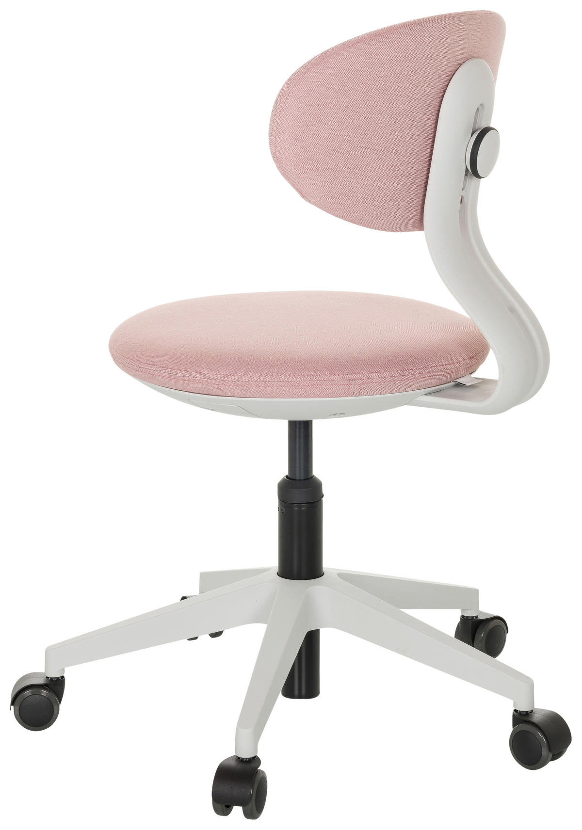 OTOČNÁ ŽIDLE PRO MLÁDEŽ, růžová - bílá/růžová, Basics, textil/plast (42/66-87/52cm) - MID.YOU