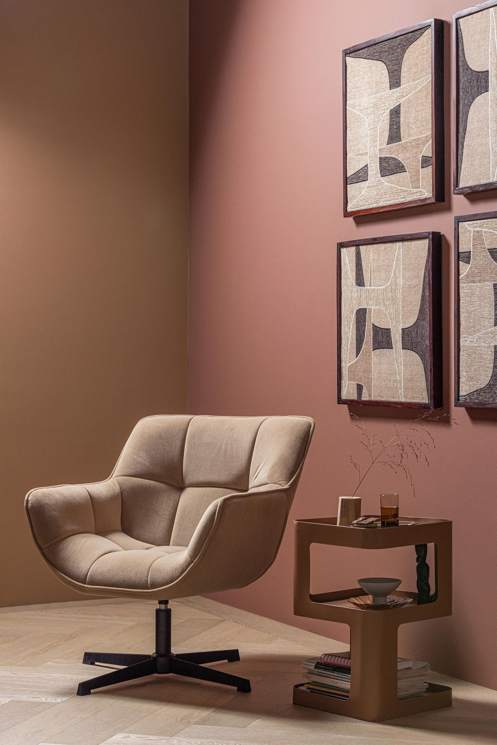 SESSEL in Samt Sandfarben  - Sandfarben/Schwarz, MODERN, Textil/Metall (71/94/83cm) - Livetastic