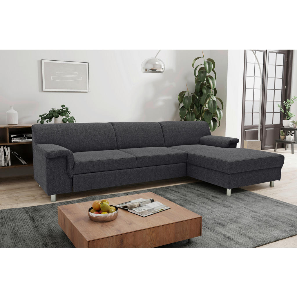 Thumbnail - Mid.you Ecksofa, Schlamm, Textil, Uni, 3-Sitzer, L-Form, 252x150 cm, Schlafen auf Sitzhöhe, Rücken echt, Armteil links, ...