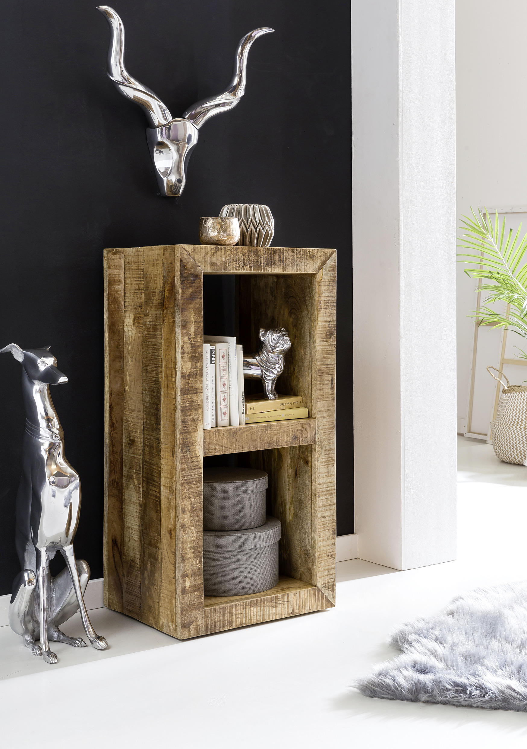 REGAL Mangoholz massiv Braun  - Braun, Design, Holz (45/90/35cm) - MID.YOU