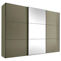 SCHWEBETÜRENSCHRANK 249/222/68 cm 3-türig Salbeigrün  - Salbeigrün/Schwarz, Glas/Holzwerkstoff (249/222/68cm) - Moderano