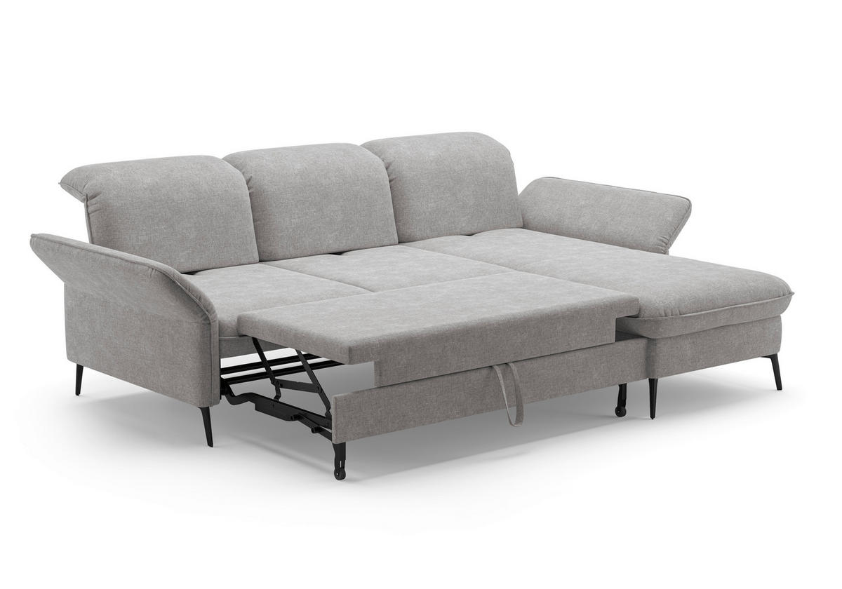 ECKSOFA in Flachgewebe Hellgrau  - Hellgrau/Schwarz, Konventionell, Textil/Metall (264/198cm) - Sit & More