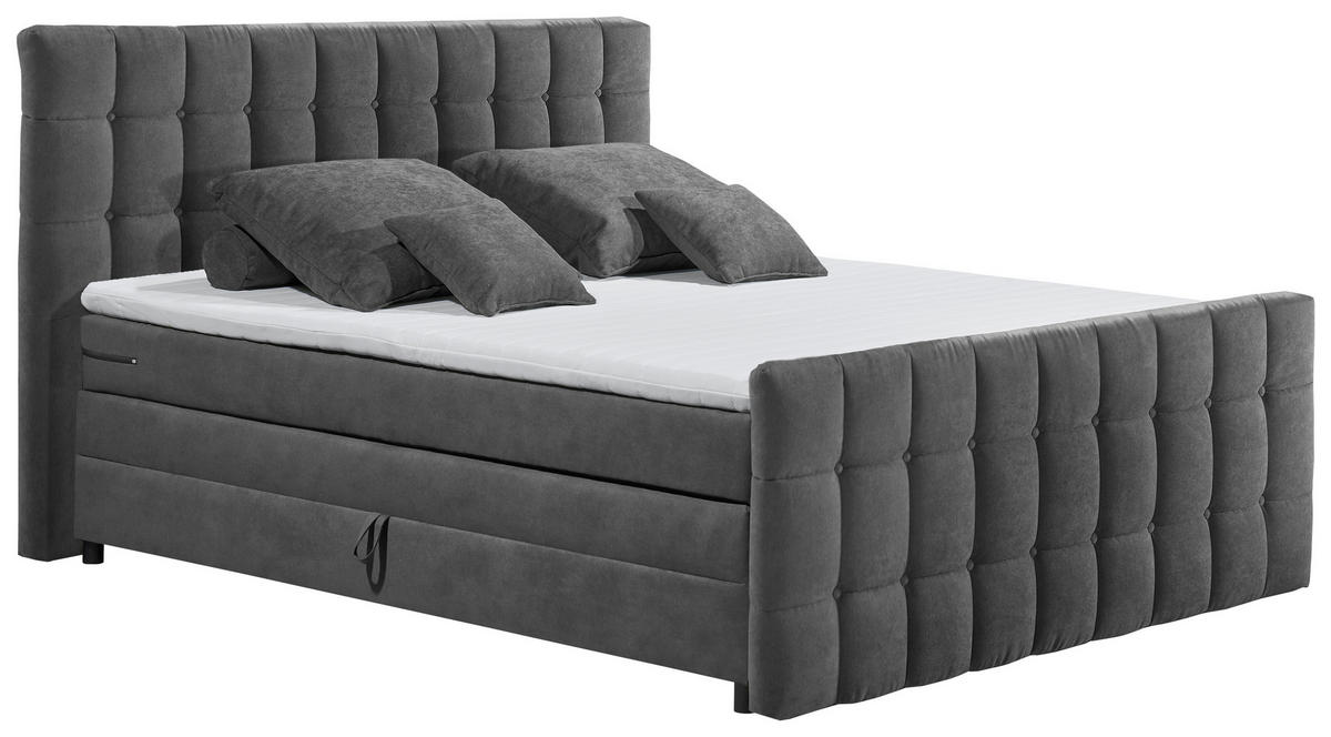 BOXSPRINGBETT 180/200 cm  in Anthrazit  - Anthrazit/Schwarz, Modern, Holzwerkstoff/Kunststoff (180/200cm) - MID.YOU