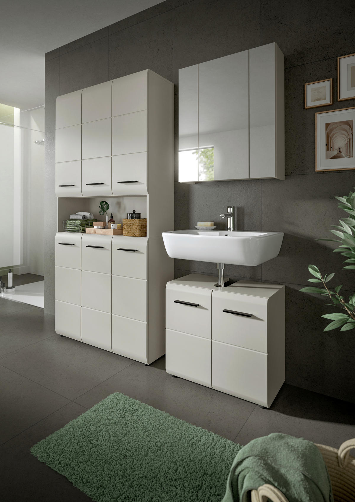 BADEZIMMER  in 150 cm  - Kaschmir/Schwarz, Trend, Glas/Holzwerkstoff (150cm) - MID.YOU