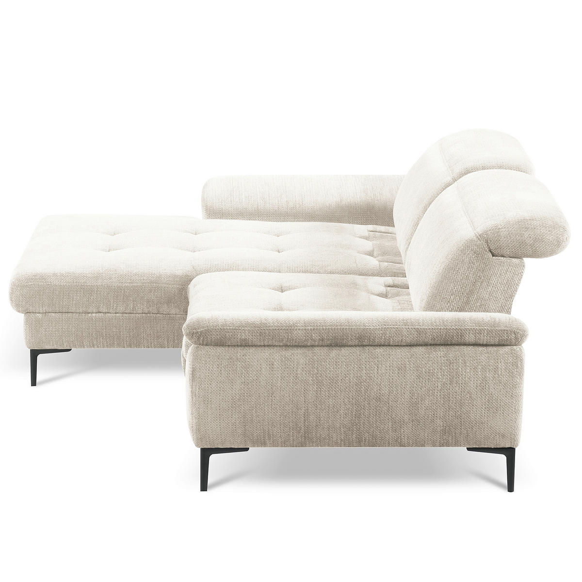 ECKSOFA  Webstoff Weiss  - Weiss/Schwarz, Design, Textil/Metall (195/268cm) - Livetastic