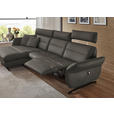 ECKSOFA in Echtleder Dunkelgrau  169/298 cm  - Dunkelgrau/Schwarz, Design, Leder/Metall (169/298cm) - Dieter Knoll