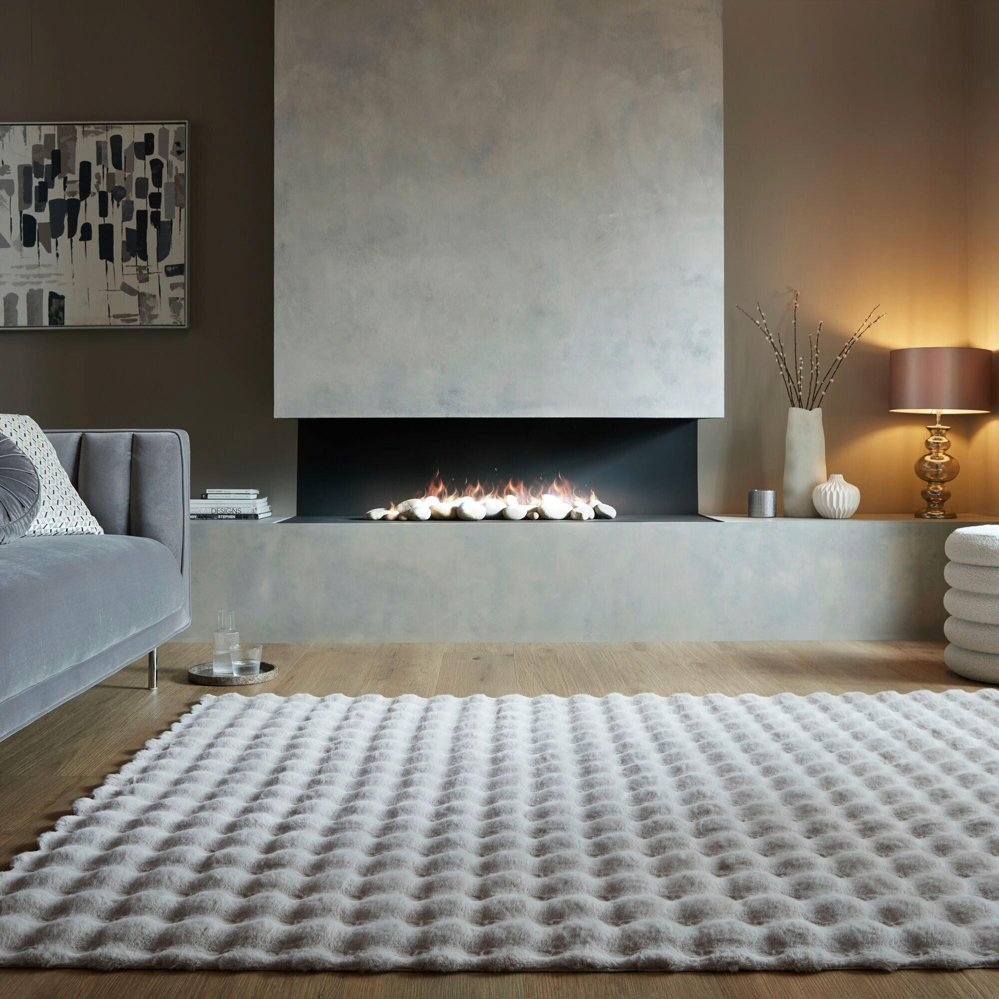 WEBTEPPICH 180/290 cm WAFFLE FAUX FUR Grau  - Grau, KONVENTIONELL, Textil (180/290cm)