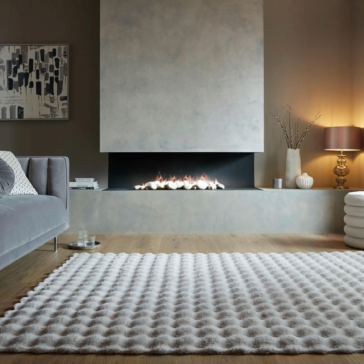 WEBTEPPICH 160/230 cm WAFFLE FAUX FUR Grau  - Grau, KONVENTIONELL, Textil (160/230cm)