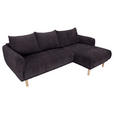 ECKSOFA Dunkelgrau Flachgewebe  - Dunkelgrau/Buchefarben, KONVENTIONELL, Holz/Textil (230/144cm) - Carryhome